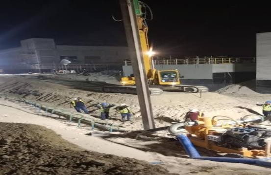 SAZEC GROUP dewatering pump and generator unit on night shift