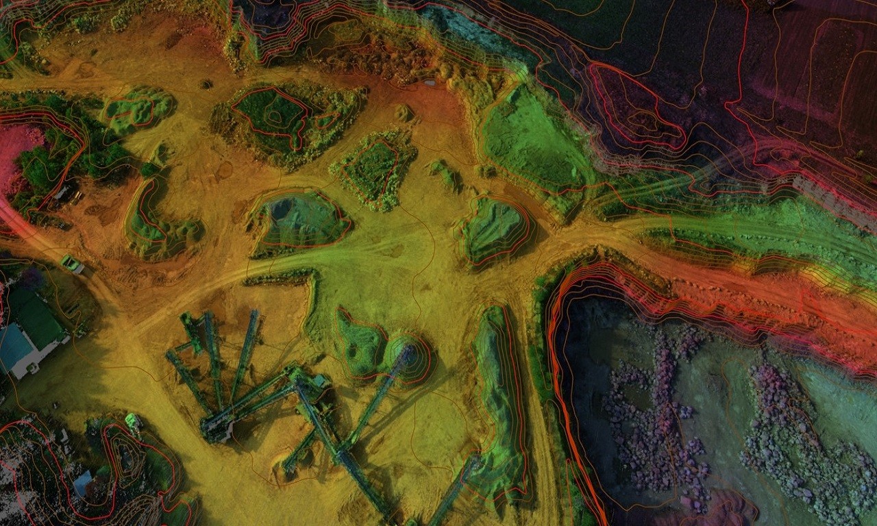 SAZEC GROUP aerial topographic GIS overlay on industrial site