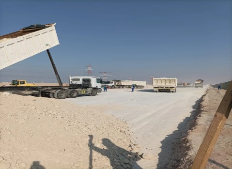 SAZEC GROUP dump trucks and fleet vehicles on earthworks site