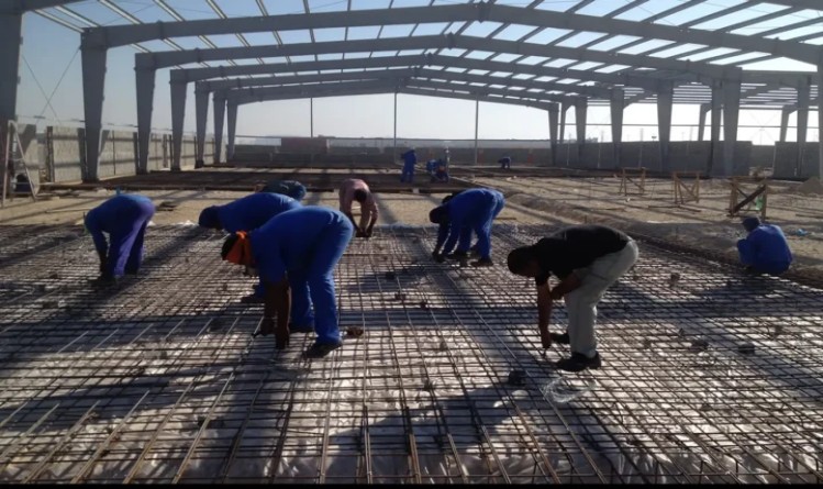 SAZEC GROUP steel portal frame warehouse rebar installation